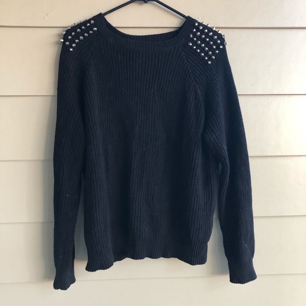 F21 Studded sleeve cable sweater